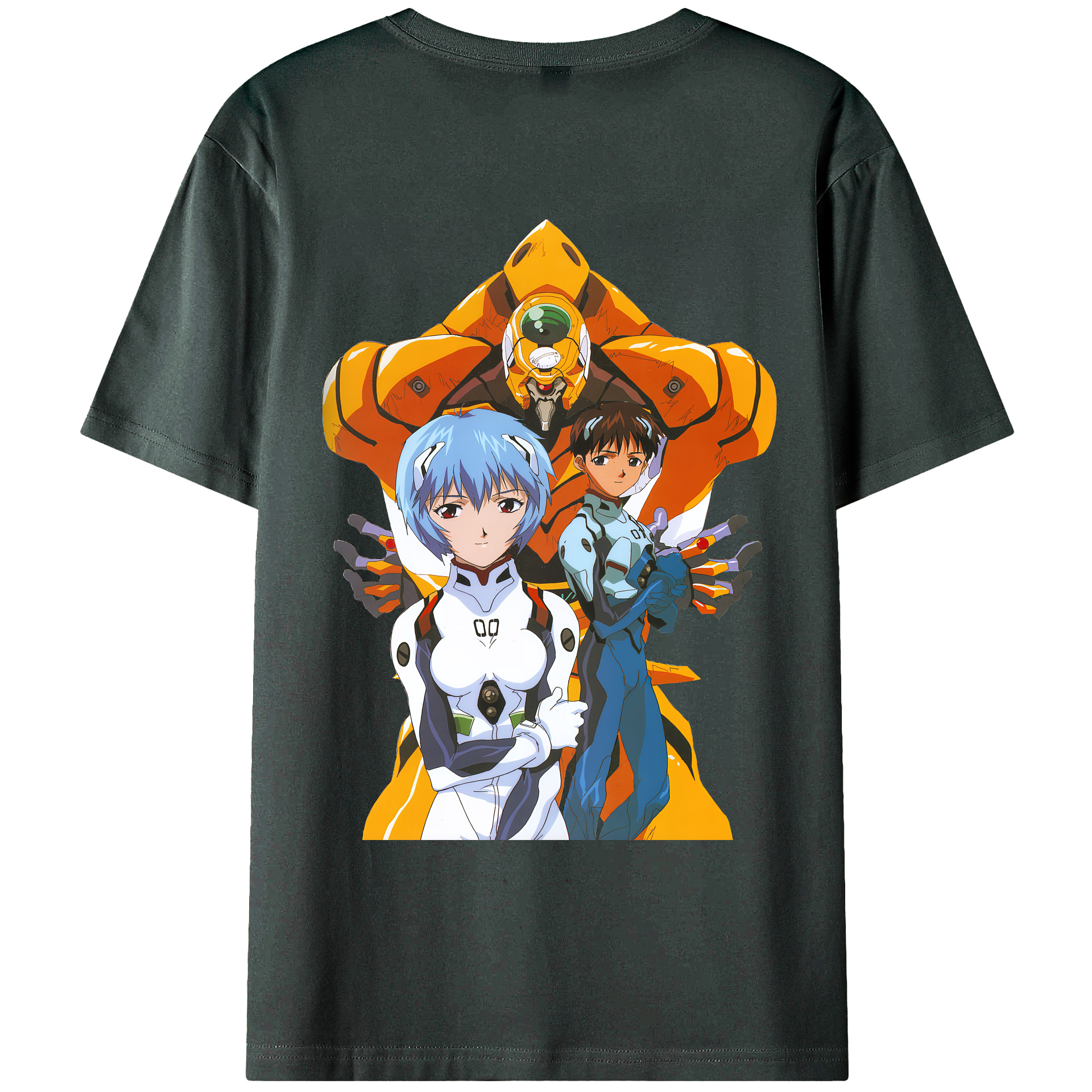 （画像用） EVA 新世紀エヴァンゲリオン 綿100％ メンズ半袖Tシャツ（バックプリント） 通気性